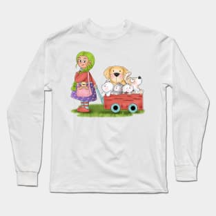 Girl Brings Pet Carriage Long Sleeve T-Shirt